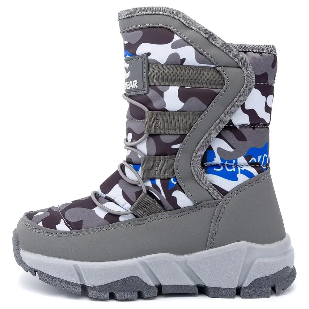 

2019 New Fashion Children's Snow Boots For Baby Girls Boys PU Leather Waterproof Warm Shoes Winter Thick Mid-calf Non-slip Boots