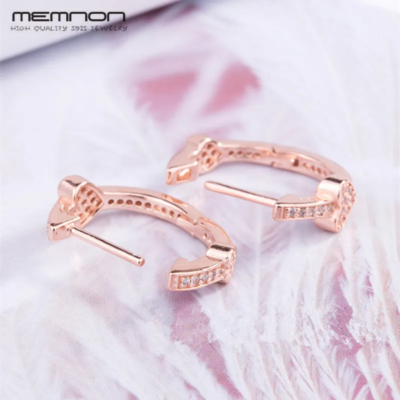 Серьги кольца Memnon женские из серебра 925 пробы с изящной розой и зрительными
