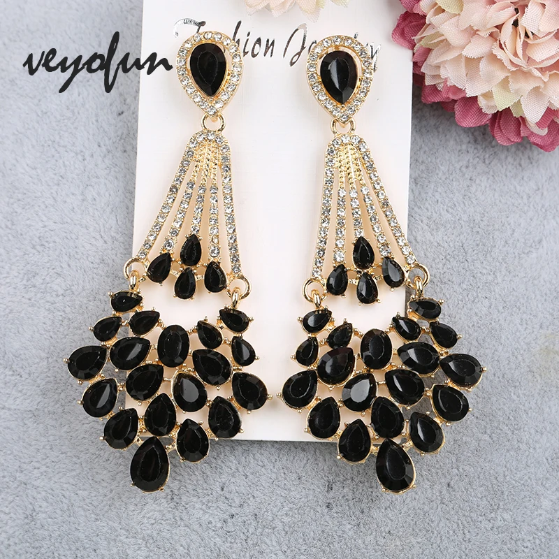 Veyofun Vintage Hollow Cystal Rhinestone Drop Earrings Classic Party Dangle Earrings Fashion Jewelry for Women Gift