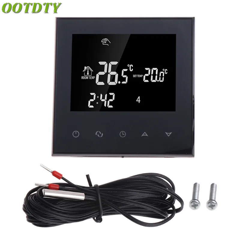 

OOTDTY Thermoregulator Touch Screen Heating Thermostat for Warm Floor -Water- Electric Heating System Thermostat63HF