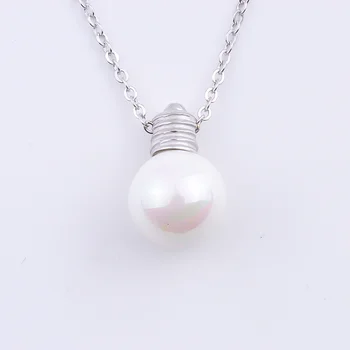 

925 Sterling Silver Big Round Shell Pearl Necklaces For Women Accesories Long Chain Pendants Fashion Jewelry