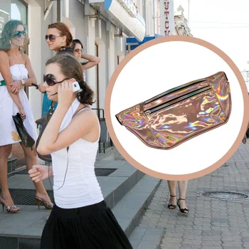 

Fashion Women Double zipper Hologram Laser Waist Bag Shiny Neon Fanny Pack Punk Reflective Bum Bag Travel Purse