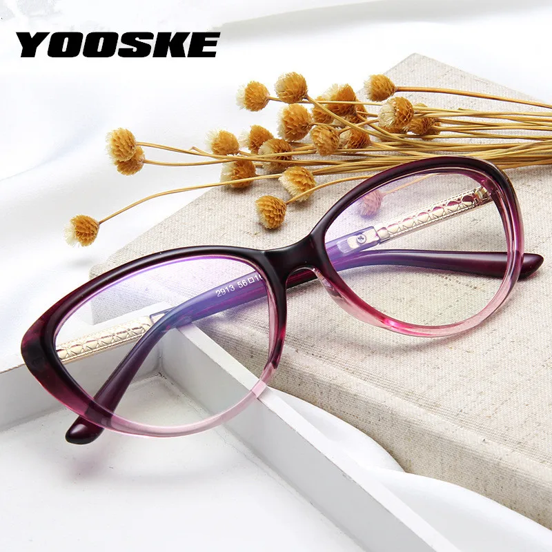 

YOOSKE Cat Eye Glasses Frame Women Vintage Optical Eyeglasses Ladies Transparent Spectacles Frame