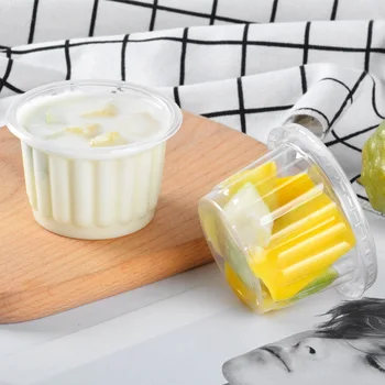 

100pcs High quality disposable plum cup dessert pudding cup 120ml 150ml thicken package seasoning chili plastic cup with covers