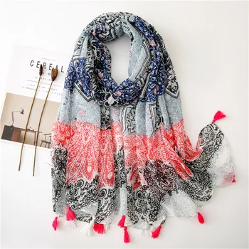 

New Lady cotton material scarf 2020 Autumn and winter Luxury brand Cotton silk scarves women's Fashion Print beach quality shawl