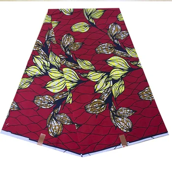 

RED color ankara soft lady print african cotton real wax print fabric kenet nigerian wedding party material