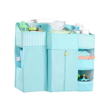 

Portable Baby Crib Organizer Bed Hanging Bag for Baby Essentials Diaper Storage Cradle Bag Crib Bedding Set Bedside Diaper Caddy