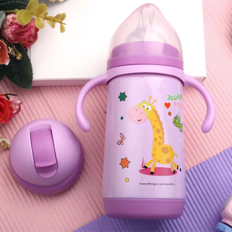 300ml Purple 2 Use 300 мл 2 использования мультфильм детский термос чашка мягкий носик солома Поильник гравитационный шар чашка для воды бутылка для воды - Цвет: 300ml Purple 2 Use