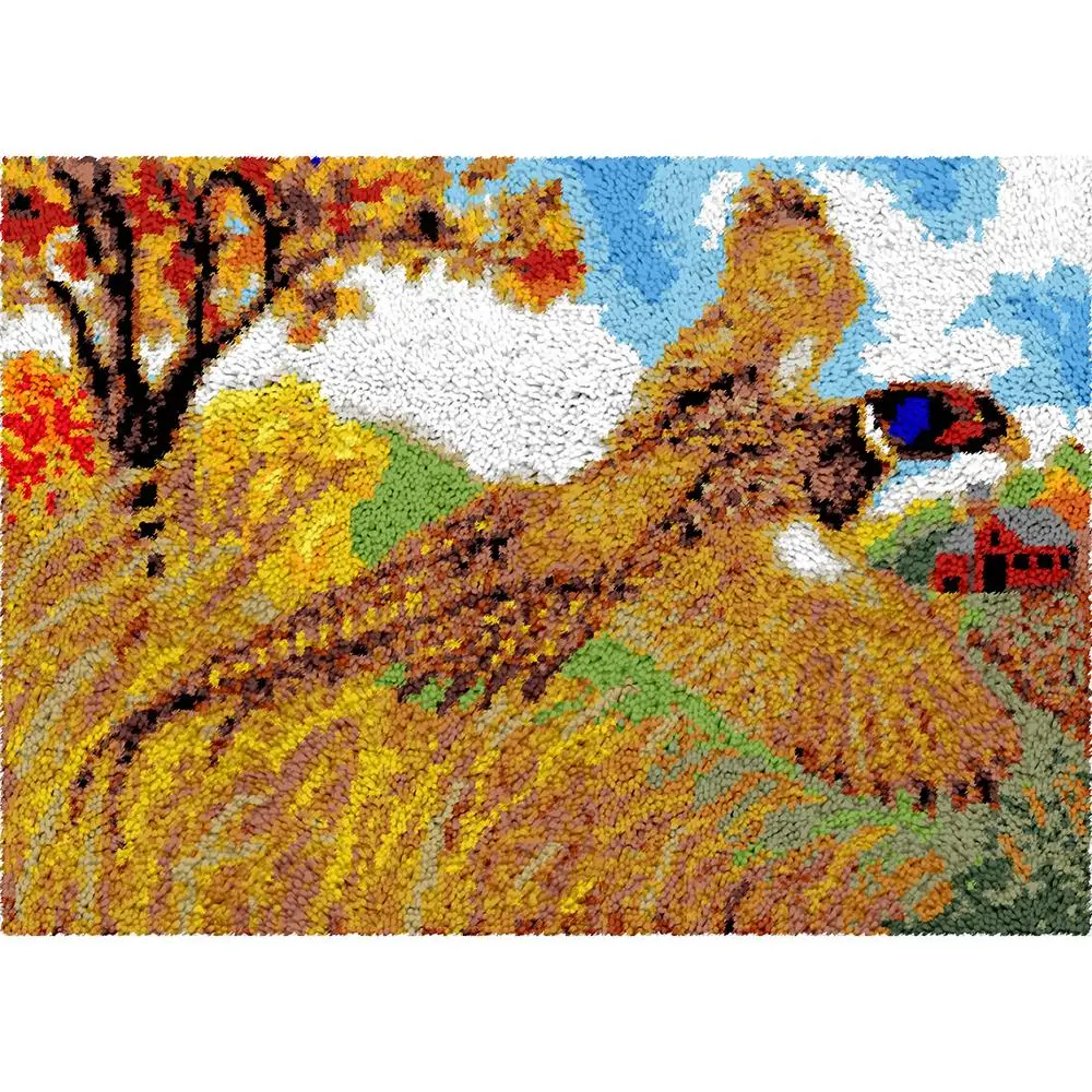 

Large latch hook rug kits with printed pattern Carpet equipment set Crafts for adults Bird Cross stitch Rug making kits