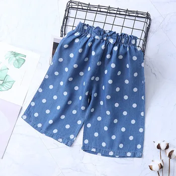 

Polka Dot Printed Bow 2020 Spring CHILDREN'S Trousers Girls Loose Pants Calf-length