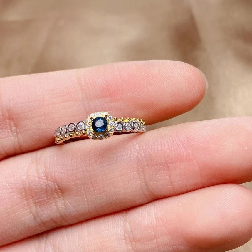 

Fashion Dark Blue Sapphire Ring for Daily Wear 4mm Natural Sapphire Silver Ring Sterling Silver Sapphire Jewelry
