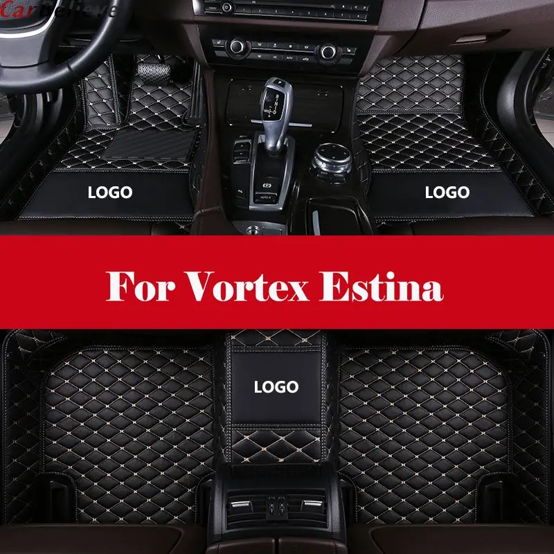 

Automotive interior Double layer Carpet Car Floor Mats Leather Waterproof Pads Auto Mat Carpet For Vortex Estina