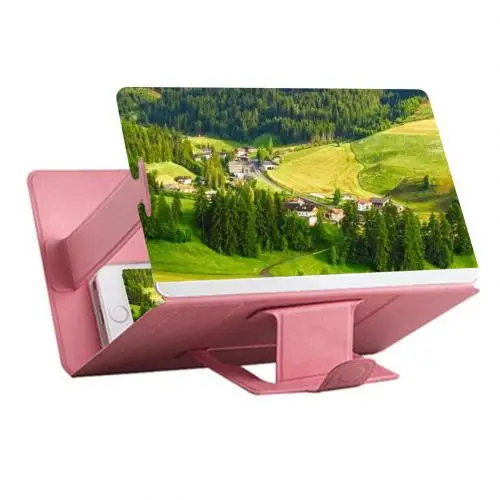 8 дюймовый мобильный видео HD Универсальный мобильный телефон 3D Экран HD видео усилитель увеличительное Стекло для стойки с держателем и падение - Цвет: Розовый