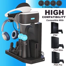 

New PS4 Pro Slim PSVR Vertical Stand Display Showcase Cooling Fan Controller Charger Charging Dock Play Station 4 PS VR