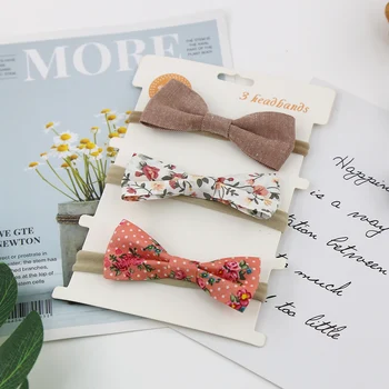 

10 Sets/Lot Dot Flower Print Fabric Headband for Baby Girl High Elastic Nylon Hair Bands Vintage Newborn Children Headwear 0-5T