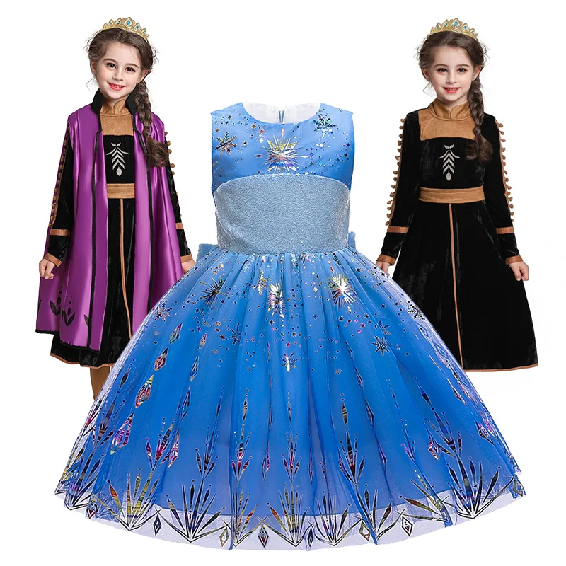 

2020 New Sleeveless Dress For 3-12Y Girls Costume Kids Party Cosplay Princess Vestidos Children Clothing