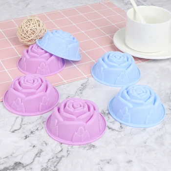 

6pcs/Set Silicone Mold Flower Shape Cupcake Mold Muffin Baking Nonstick And Heat Resistant Reusable Silicone Cake Molds DIY