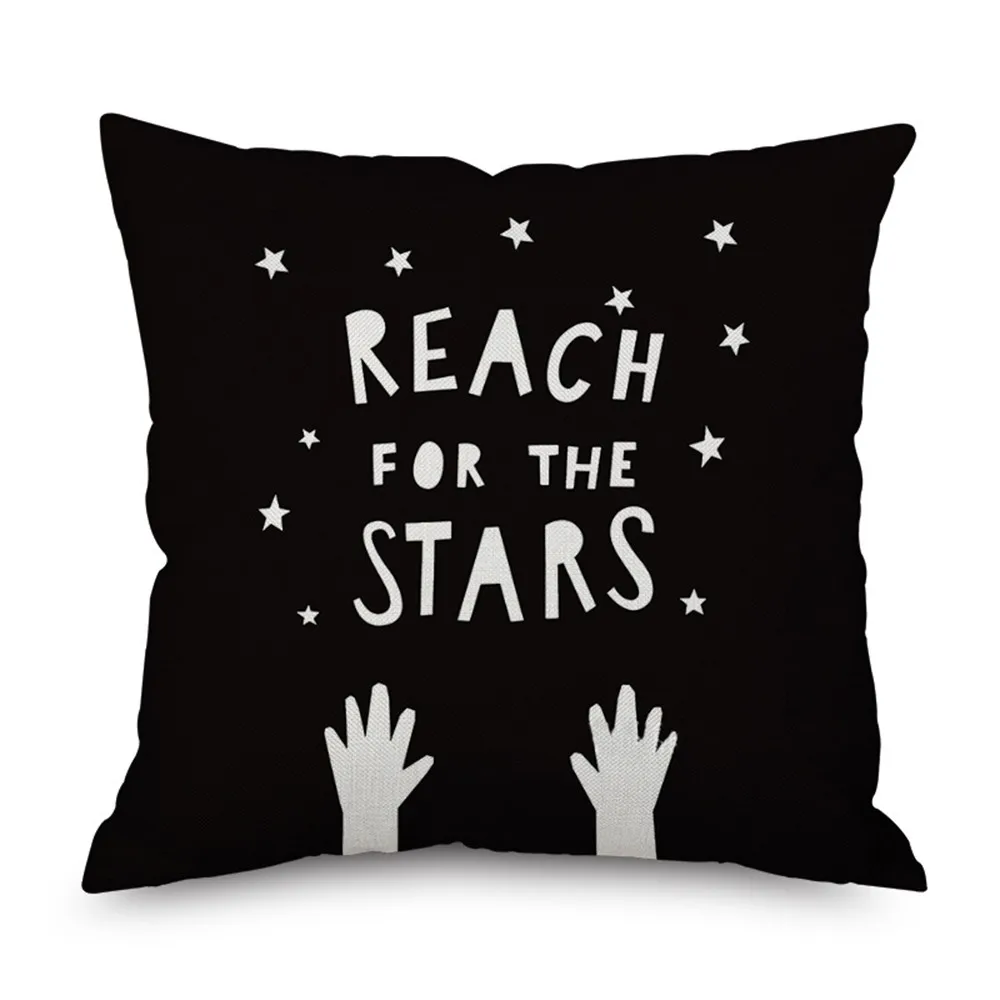 45* 45cm Square Lovers Decorative Throw Pillow Case Letters Pattern Printed Linen Pillowcase for Car Home Decoration