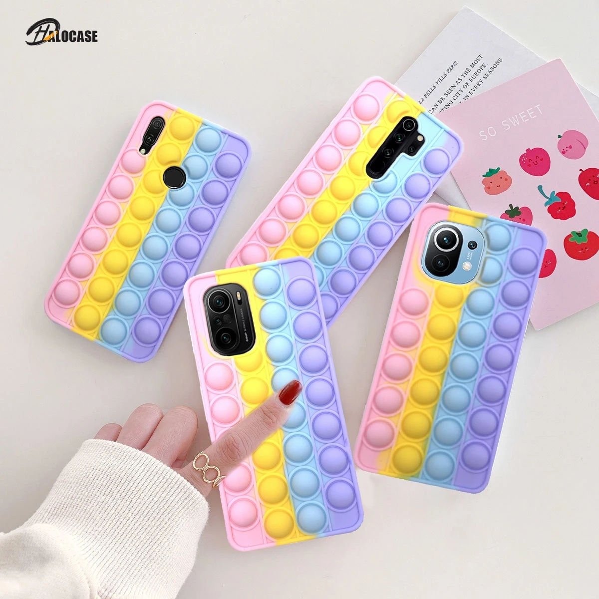 For Redmi Note 9 Pro 9S 7 8 Pro Push Pop Bubble Fidget Toy Soft Case for Redmi 9 9T 9C 9A Mi Poco X3 M3 Sensory Stress Reliver