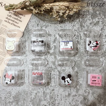 

Btssze fashional brand For Airpods Case Cute Cartoon Transparent Hard Wireless Earphone Case For Apple Charging Headphone Box