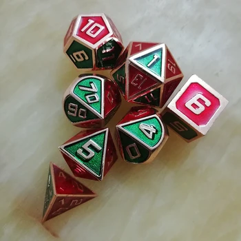 

dnd dice metal rpg set polyhedral dungeons dragon d20 10 6 8 12 table games Zinc alloy Blending red green digital dice pattern