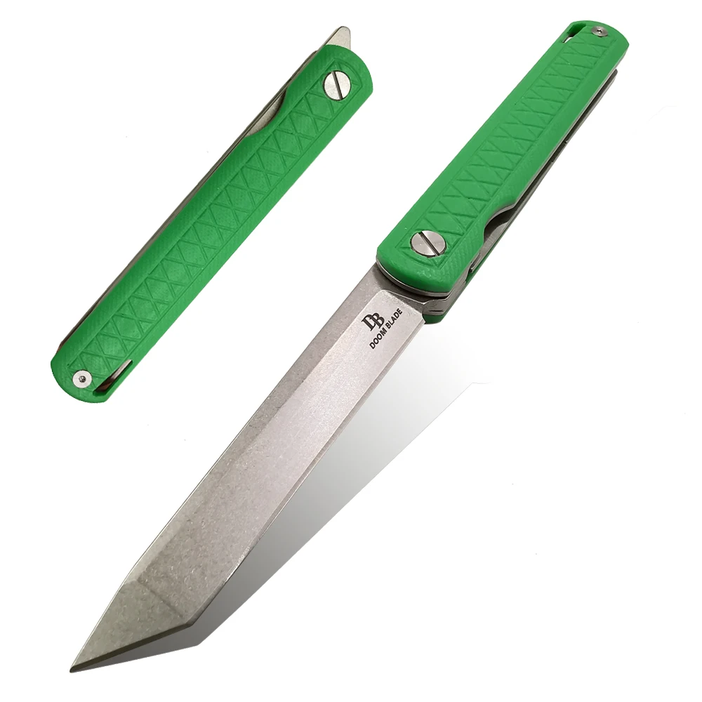 60-61HRC D2 лезвие G10 ручка складной нож для пикника рыбалки уличный карманный нож практичный Открытый EDC инструменты - Цвет: Grass green