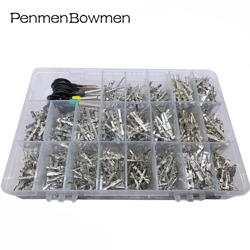 1050Pcs 1/1.5/1.8/2.2/2.8/3.5MM Auto Tyco AMP Boschs Deutsch Crimping Wire Female Male Terminal Box With Pin Removal Tool