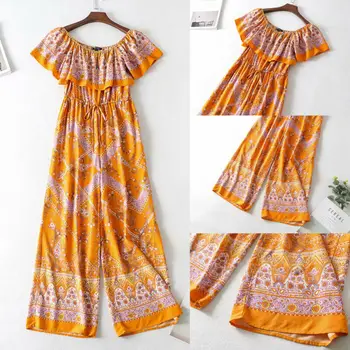 

2020 New Fashion Women Boho Clubwear Playsuit Ladies One Piece Long Wide Leg Pants Bodycon Female Jumpsuit Party Trousers