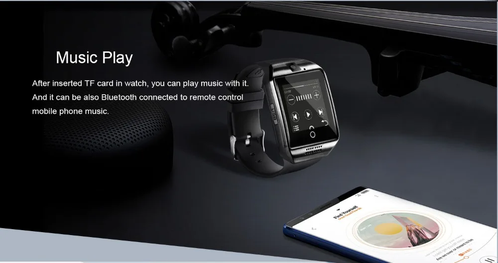 Q18 Bluetooth Смарт часы для мужчин с сенсорным экраном большая батарея поддержка TF sim-карты камера для Android телефон Smartwatch