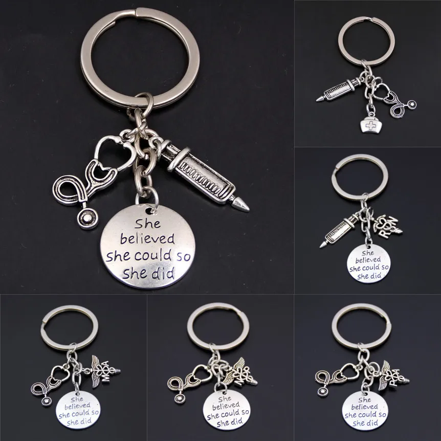 Она верила, что она может так и сделала, шприц для медсестры, стетоскоп, брелок, необычные ювелирные аксессуары, подвеска