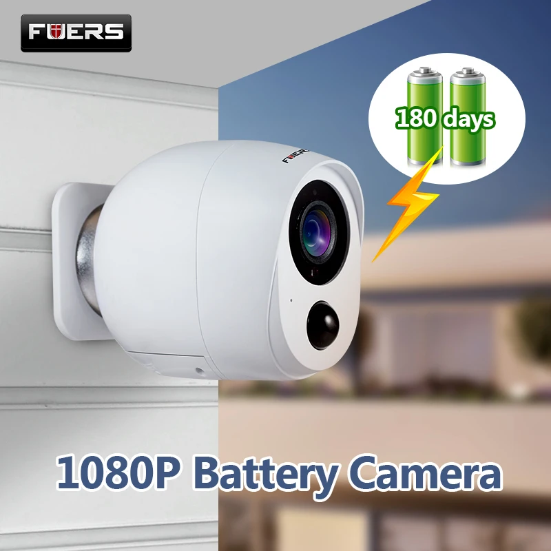 Fuers-cámara IP para exteriores, videocámara de vigilancia inalámbrica con batería HD de 1080P, WiFi, 2MP, alarma PIR de seguridad para el hogar, Audio de baja potencia