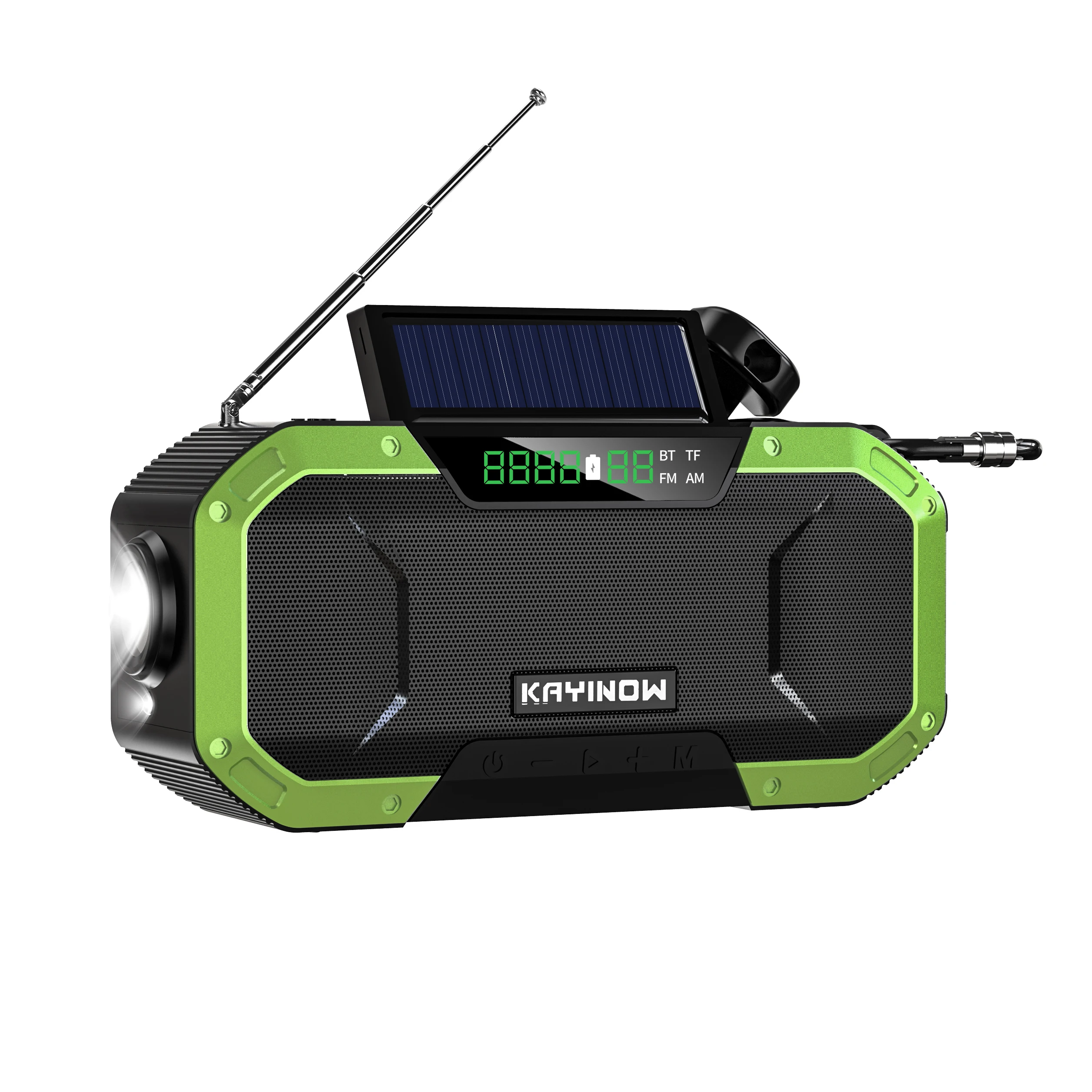 2021 Multifunctional Portable Bluetooth Speaker Hand Crank Solar Radio AM/FM Radios LED Flashlight and 5000mAH Power Bank w/ sos 