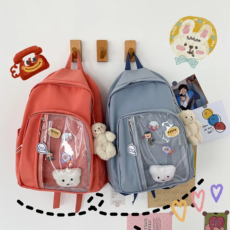 Special Offers Backpacks Women Transparent Travel-Bags Casual Solid Side-Pockets Chic Sweet Preppy All-Match YDwpeKYDrXq