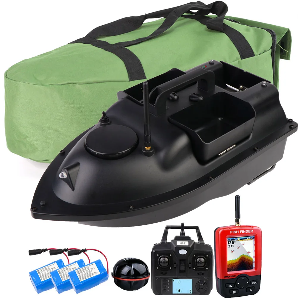500M GPS RC Fishing Bait Boat With Carp Bait/Hook Post Boat With Optional GPS LCD Fishfinder Sonar Sensor Handbag 3 Hoppers