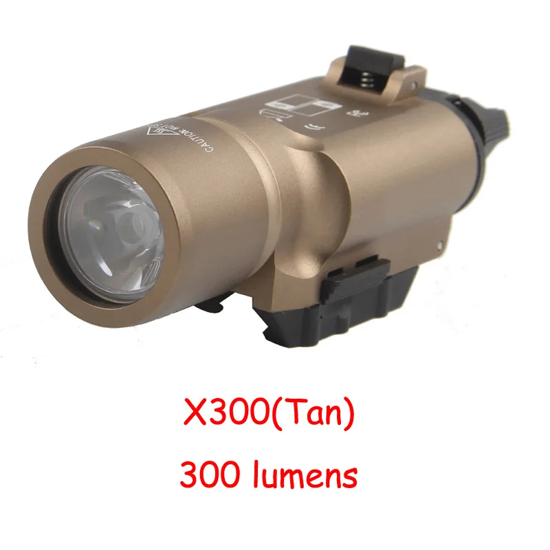 X300-Tan Тактический оружейный светильник X300UH-B X300U X300 флэш-светильник пистолет белый светодиодный охотничий светильник для 20 мм Пикатинни для 20 мм рельсов - Цвет: X300-Tan