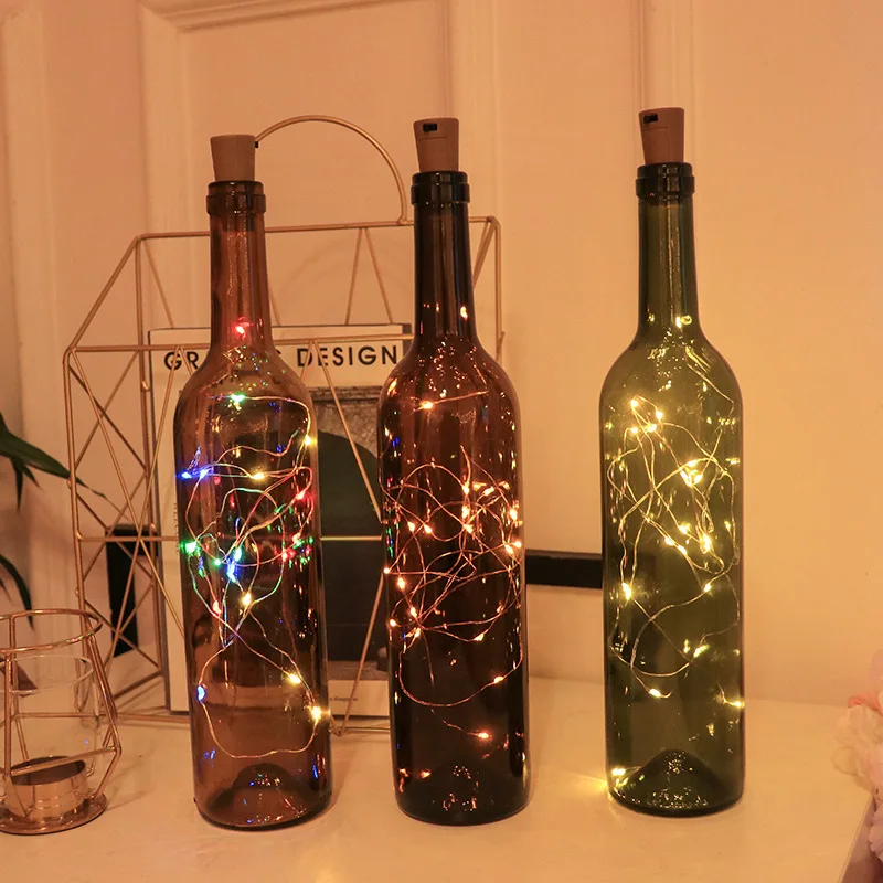 1/2/3m Copper Wire LED String Lights Wedding Decoration Bottle Stopper for Glass Craft Birthday Party Decorations Kids Christmas