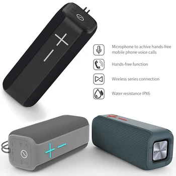 

Outdoor Portable Bluetooth Speaker IPX6 Waterproof Mini Loudspeaker with MIC for Handsfree Support FM TF Card U Disk AUX