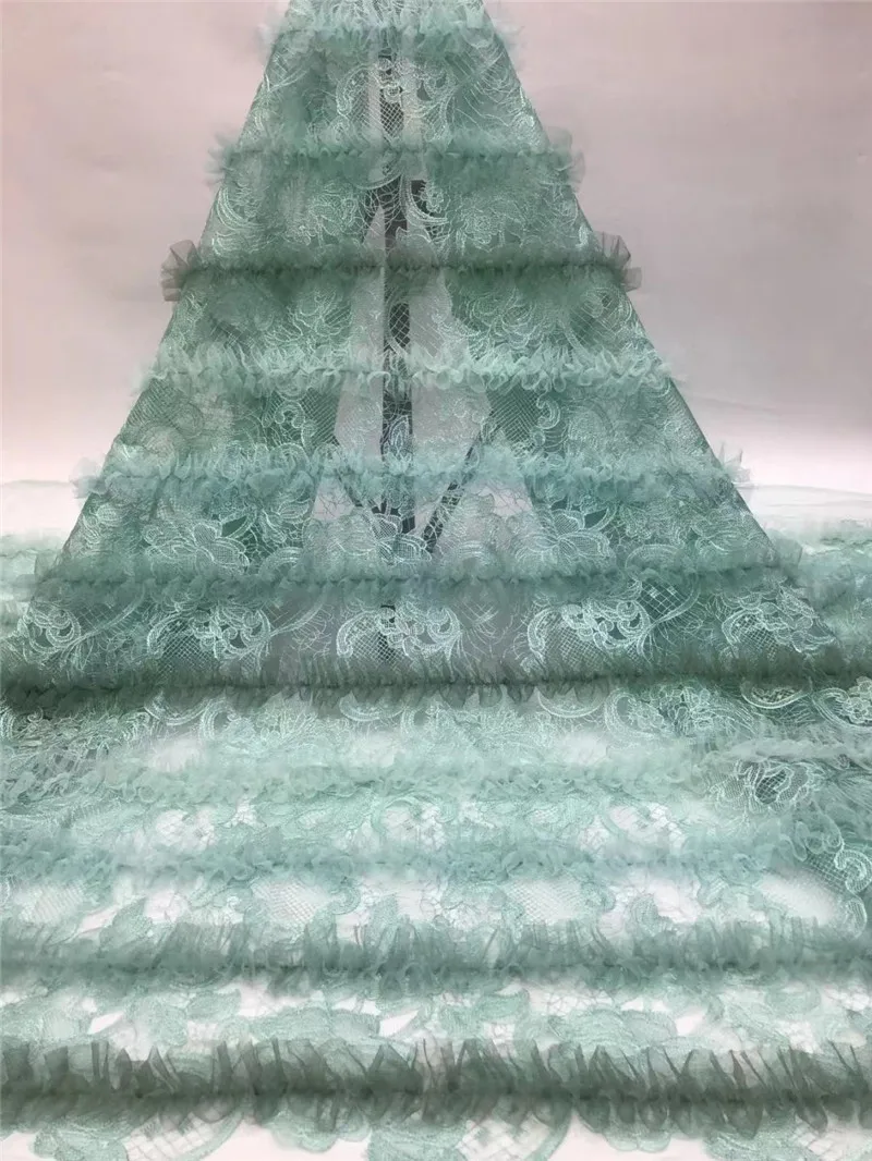 

H-.8120708 French Gorgeous 3D Material Applique Mesh Embroidery French African Lace Fabric for DIY Sewing Dress