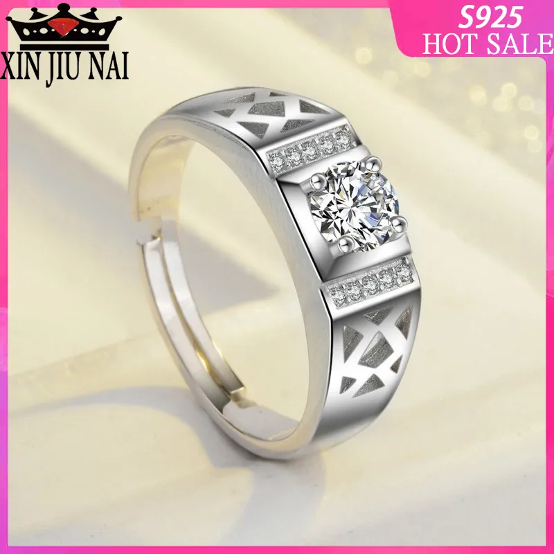 

Gold-plated inlaid zircon simulation men's diamond ring hollow broken diamond business men quit Taobao couples ring