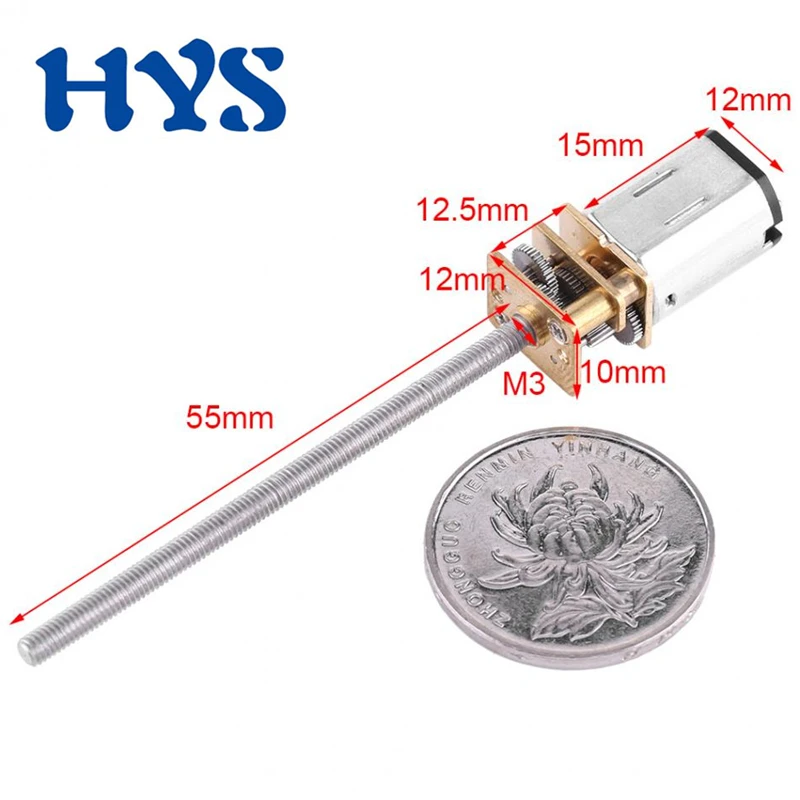 

HYS DC 3V 6V 12V Gear Motor Shaft Screw Thread M3 Length 55mm Mini Motor DC12 Volt V Reducer Micro Motor Electric Reversible N20
