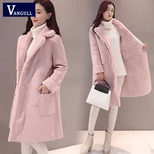 Vangull новая зимняя длинная замшевая кожаная куртка женская мягкая розовая замшевая куртка с искусственным мехом красивое пальто Женская ветровка верхняя одежда