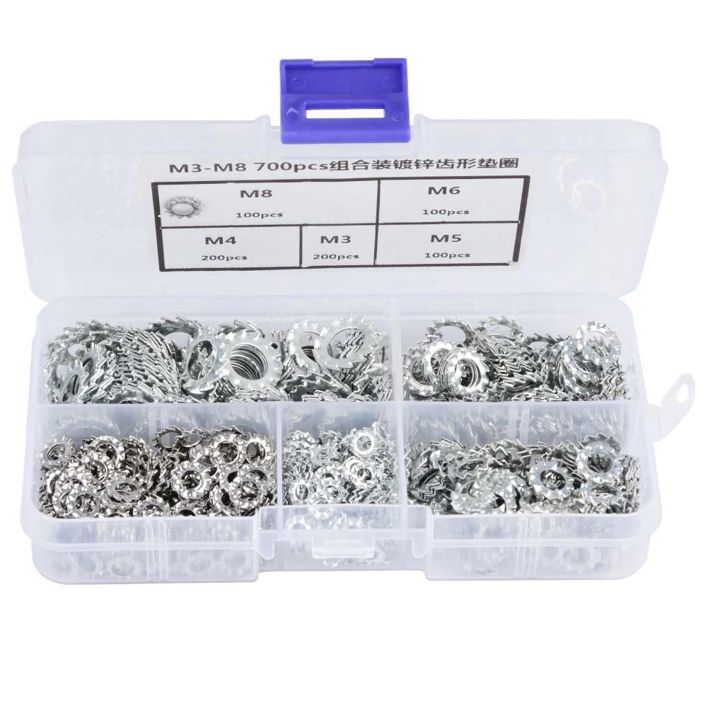 Lock Washers,Serrated Lock Washer 700pcs Galvanized Serrated Toothed Lock Washer Flat Set Fastening Tool M3/M4/M5/M6/M8 Lock Washers,Serrated Lock Washer 700pcs Galvanized Serrated Toothed Lock Washer Flat Set Fastening Tool M3/M4/M5/M6/M8