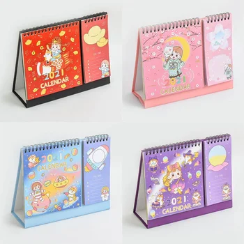 

2021 Cartoon Sakura Maiden Memo Calendar INS Style Cherry Blossom Desk Calendars Daily Schedule Planner 2020.07-2021.12