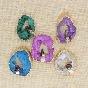 

Natural agate stone earrings, necklace pendants, DIY jewelry necklaces, accessories, 5 wholesale