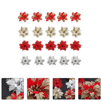 

20Pcs Christmas Decoration Flowers Artificial Flowers Christmas Tree Ornaments
