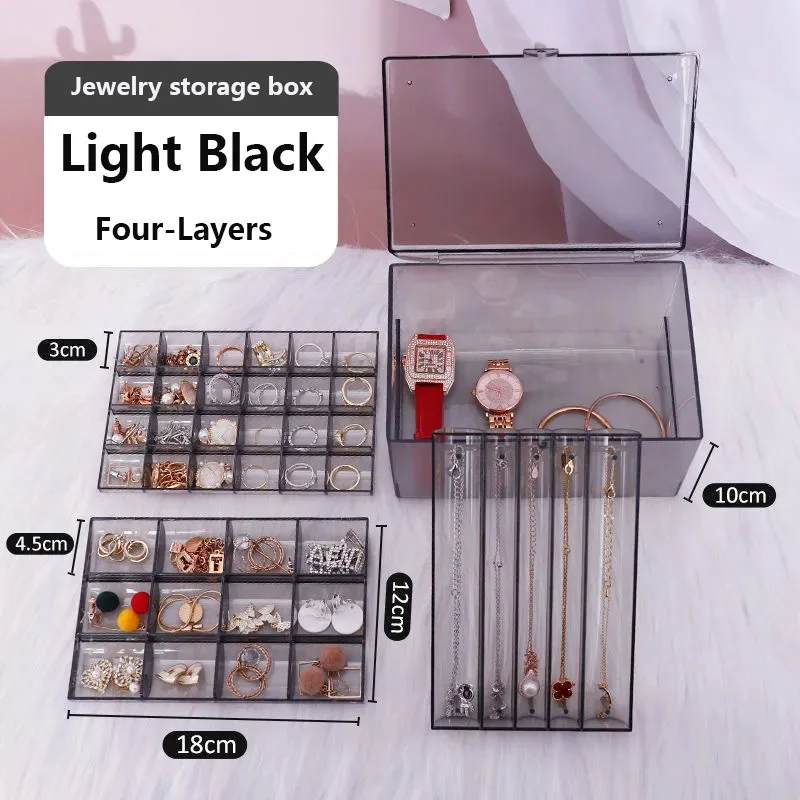 Acrylic Jewellery Organizers Dustproof Jewelry Storage Box Earring Rings Necklace Large Space Jewellery Case Stand Holder Decor