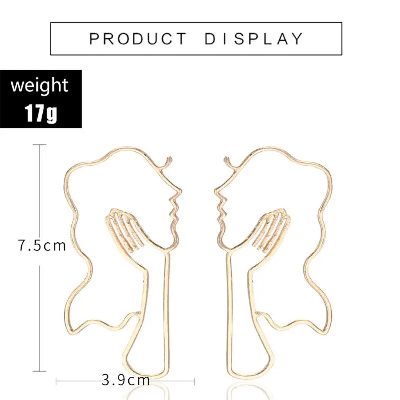 

Abstract Art Golden Large Human Face Dangle Earring for Women Fashion Jewelry Y4QB