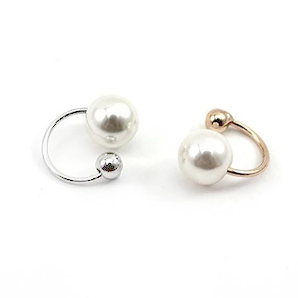 2pcs Pearl Earring Ear Bones Clip Ear Cuff Wrap No Piercing 8mm Clip On Earrings Fashion Jewelry for Women