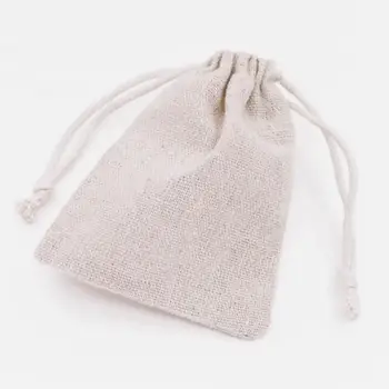 

1 PCS Natural Beige Cotton cloth Jewelry Gift Bag Drawstring Pouches 8mmX10mm