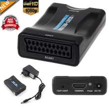 1080P convertidor de Scart a HDMI de Audio de adaptador de vídeo para HDTV cielo caja STB para Smartphone HD TV DVD más reciente de la UE/potencia para USA macho